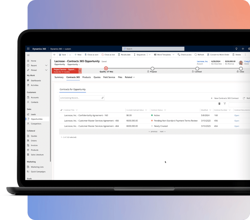 CRM for Contract Management Dynamics 365