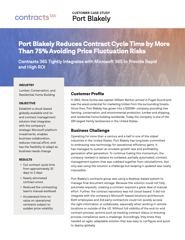 Port Blakely Contracts 365 Case Study