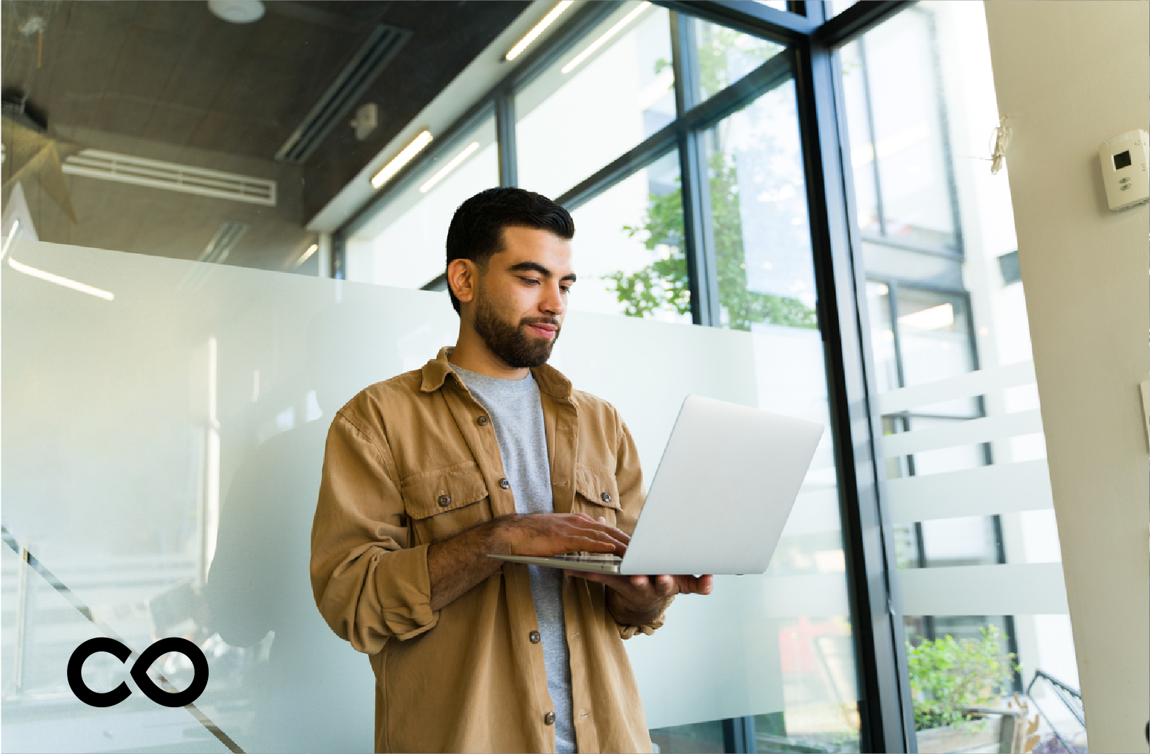 businessman looking at computer