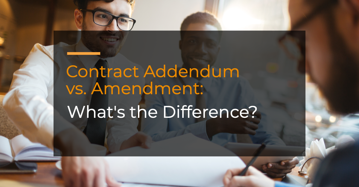 Difference between contract addendum vs amendment contract management software