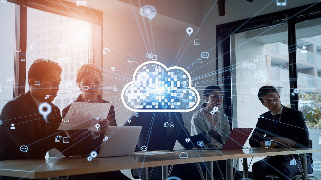 business users discussing clould-based microsoft native contract management software
